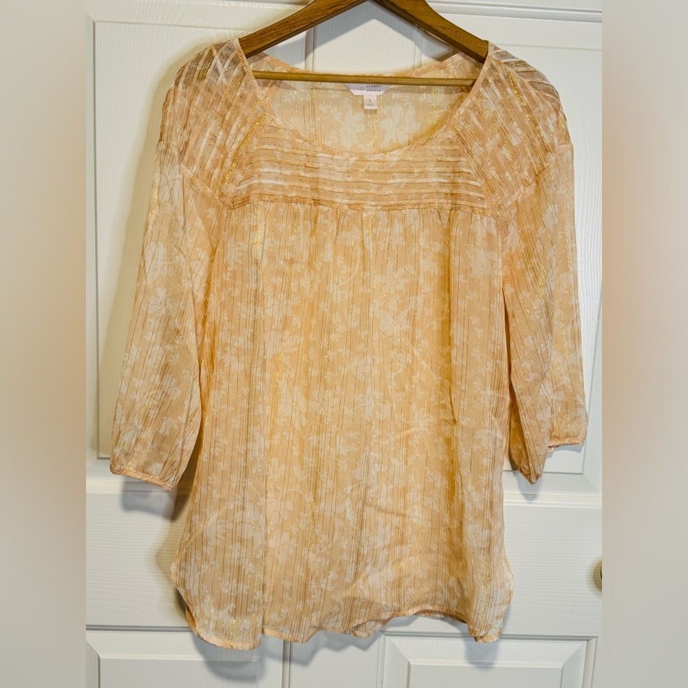 LC Lauren Conrad Peach Blouse with Pleats